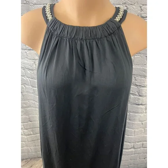 J. Jill NWT 2X Black Halter Dress Beaded Strap Sleeveless Shift Knee Length - Picture 2 of 10